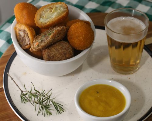 Mix minis diversos porção-salgados veganos-Casa da Coxinha Vegana